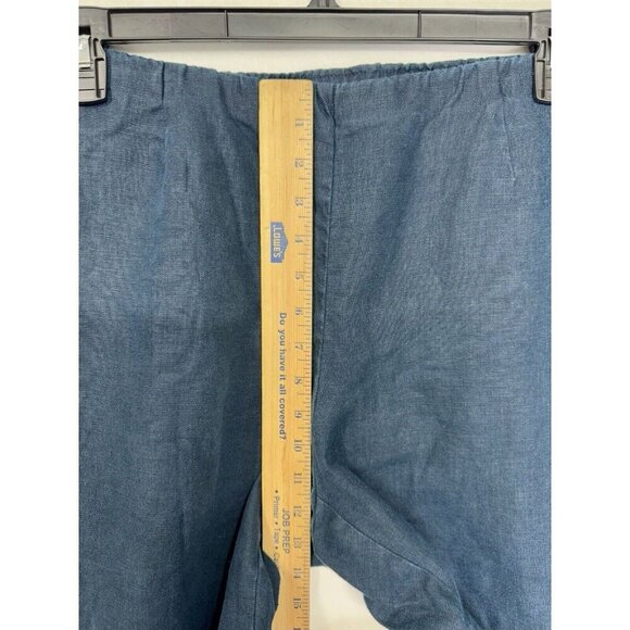 J. Jill Love Linen Crop Pants Women's Large Blue Pull On High Rise Lightweight - Picture 8 of 10
